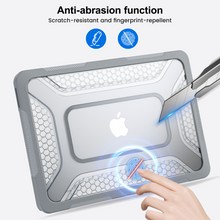 Load image into Gallery viewer, ProElite Transparent Case for MacBook Neo 13 inch 2026 Model Touch ID, Heavy Duty Honeycomb Hard Shell with Slim TPU Bumper and Fold Kickstand, Grey
