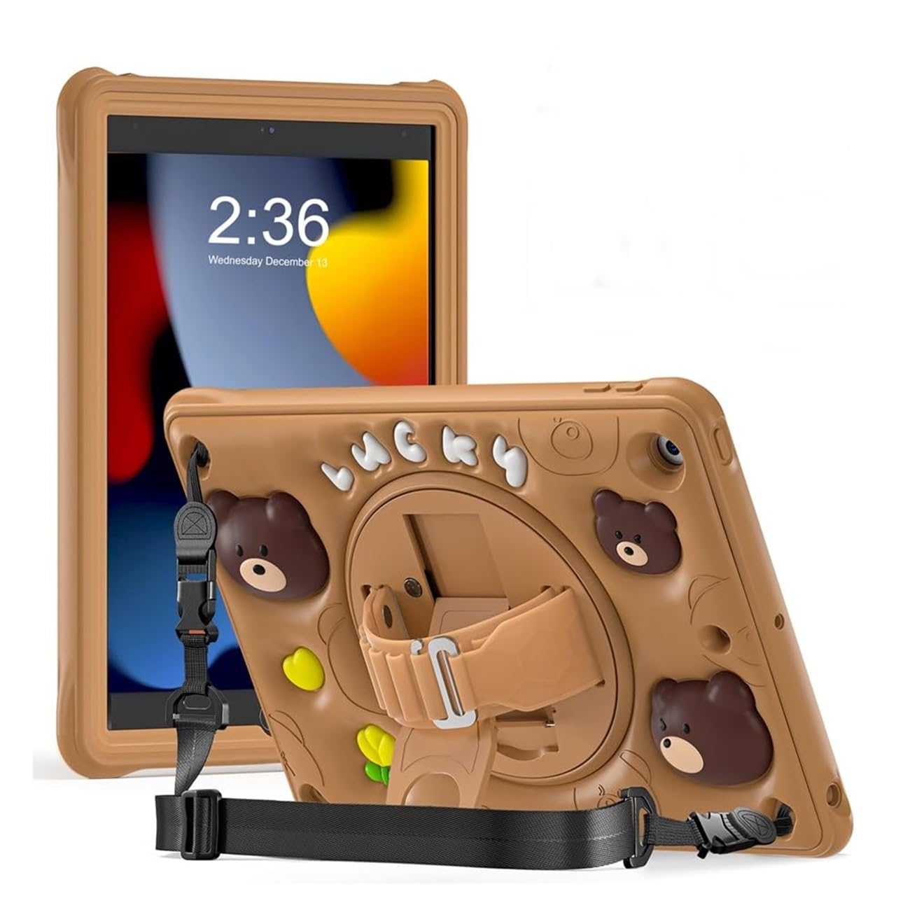 ProElite Cover for Apple iPad inch Case Cover, Tough Bubble Kids case Cover for Apple iPad 9th/8th/7th Gen with Rotating Kickstand