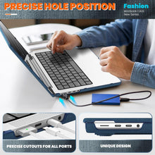 Load image into Gallery viewer, ProElite Case for MacBook Pro 14 inch Case 2024 2023 2022 2021 Release M3 A2918 A2992 M2 A2779 M1 A2442 Pro Max, Fabric Material Hard Shell with Slim TPU Bumper and Fold Kickstand, Navy
