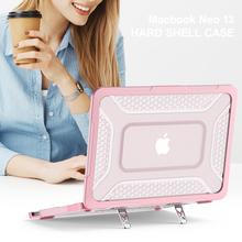 Load image into Gallery viewer, ProElite Transparent Case for MacBook Neo 13 inch 2026 Model Touch ID, Heavy Duty Honeycomb Hard Shell with Slim TPU Bumper and Fold Kickstand, Pink
