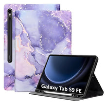 Load image into Gallery viewer, ProElite Book Cover Case for Samsung Galaxy Tab S9 FE 10.9/S10 FE 10.9/S9 11 inch Cover, Smart flip case Book cover for Samsung Galaxy Tab S10 FE/S9 FE 10.9/ S9 11 inch with Pen Holder, Marble Purple
