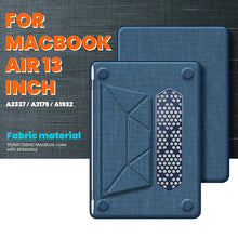 Load image into Gallery viewer, ProElite Case for MacBook Air 13 inch M2 2025/2024 M1 2021 2020 Release A2337 A2179 A1932 Model Touch ID, Fabric Material Hard Shell with Slim TPU Bumper and Fold Kickstand, Navy
