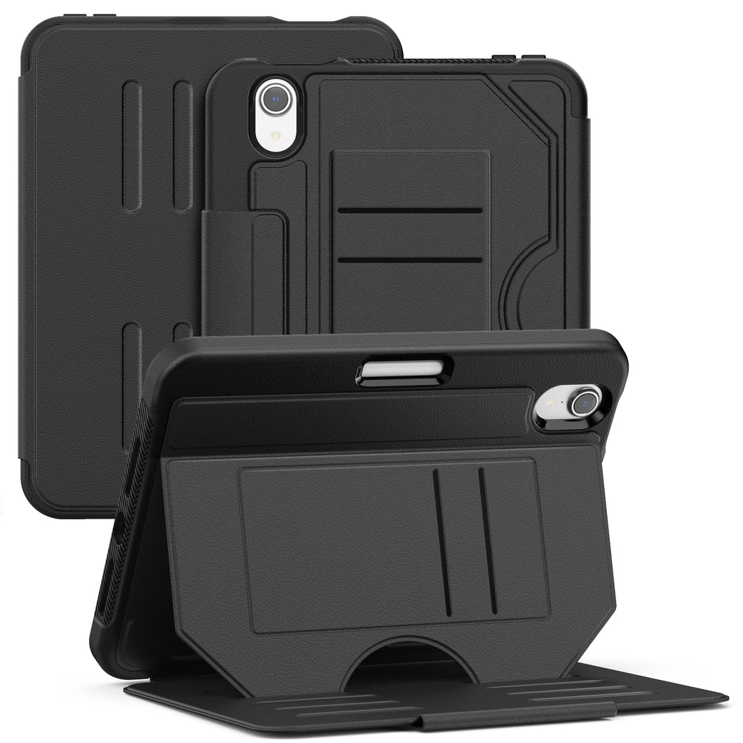 ProElite Case Cover for Apple iPad Mini 6/Mini 7 8.3 inch, Smart Magnetic Shockproof Protective Case for Apple iPad Mini 6/Mini 7 8.3 inch 5 Stable Stands with Pencil Holder, Black