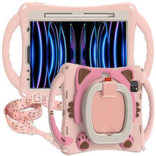Load image into Gallery viewer, (Refurbished)ProElite Tough Kids case Cover for Apple iPad Pro 11 4th/3rd Gen 2022/ iPad Air 5th/4th Gen 10.9 inch with Rotating Kickstand &amp; Shoulder Strap, Pink
