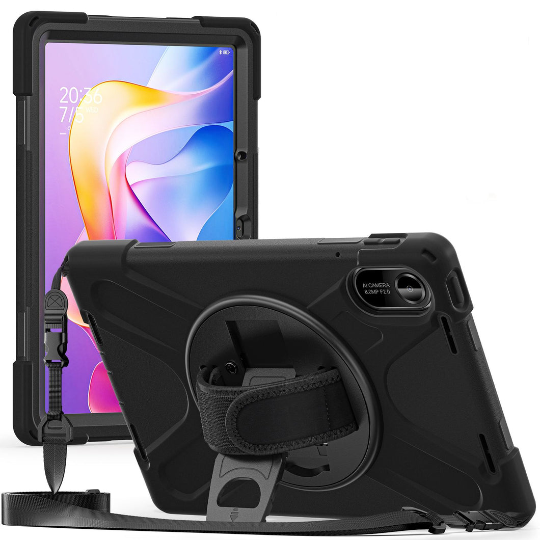 ProElite for Xiaomi Redmi Pad 2 11 inch Case, Rugged 3 Layer Armor case Cover for Xiaomi Redmi Pad 2 11 inch Case with Hand Grip and Rotating Kickstand with Shoulder Strap, Black