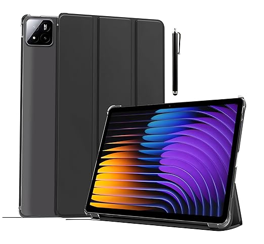 ProElite Cover for Xiaomi Mi Pad 7/7 Pro 11.2 inch Case Cover, Flip Case Cover with Transparent Back & Stylus Pen [Auto Sleep Wake Support], Black