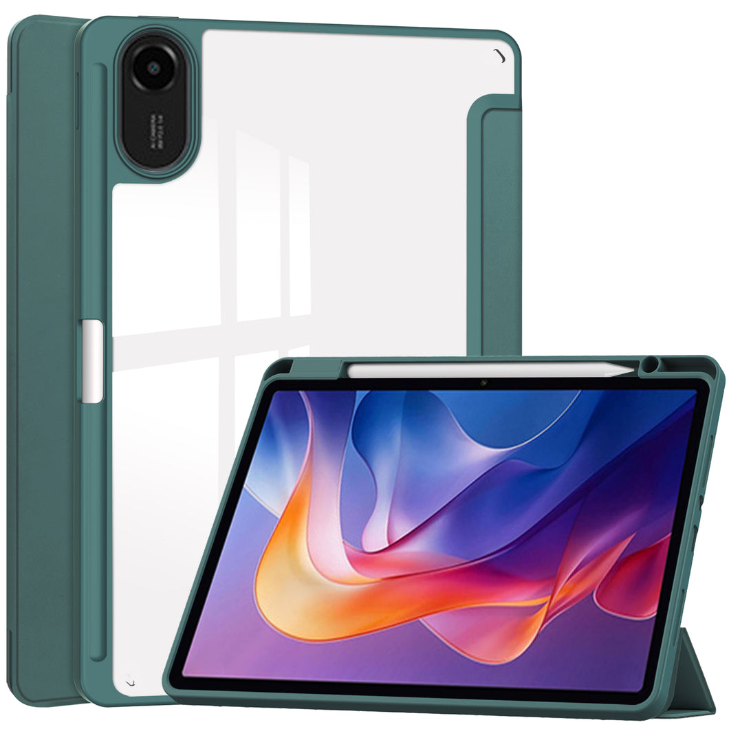 ProElite Case Cover for Xiaomi Redmi Pad 2 11 inch Cover, Transparent Flip Case for Xiaomi Redmi Pad 2 11 inch Case Cover with Pen Holder, Dark Green