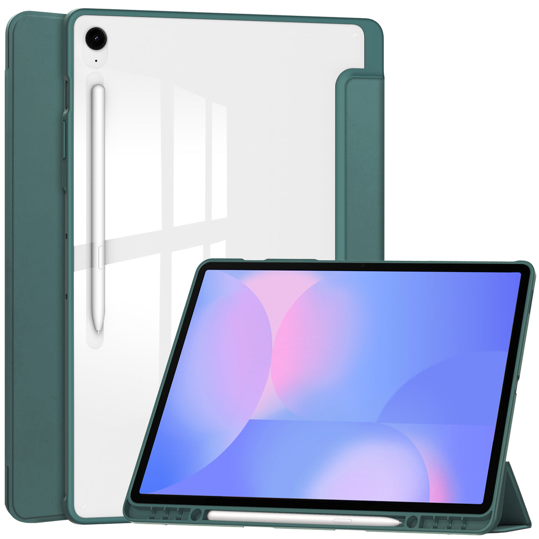 ProElite Cover for Samsung Galaxy Tab S10 FE Plus 13.1 inch Case, Smart Flip Case Cover for Samsung Galaxy Tab S10 FE Plus 13.1 inch Case, Dark Green [Transparent Back]
