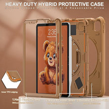 Load image into Gallery viewer, ProElite Cover for iPad Air 11 M3/M2 2025/2024/ Pro 11 4th/3rd Gen/Air 5/4 Gen 10.9 inch Case, Tough Bubble Kids Case with Pencil Holder with Rotating Kickstand &amp; Shoulder Strap, Brown
