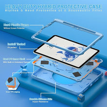 Load image into Gallery viewer, ProElite Cover for iPad Air 11 M3/M2 2025/2024/ Pro 11 4th/3rd Gen/Air 5/4 Gen 10.9 inch Case, Tough Bubble Kids Case with Pencil Holder with Rotating Kickstand &amp; Shoulder Strap, Blue
