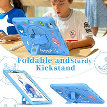Load image into Gallery viewer, ProElite Cover for iPad Air 11 M3/M2 2025/2024/ Pro 11 4th/3rd Gen/Air 5/4 Gen 10.9 inch Case, Tough Bubble Kids Case with Pencil Holder with Rotating Kickstand &amp; Shoulder Strap, Blue
