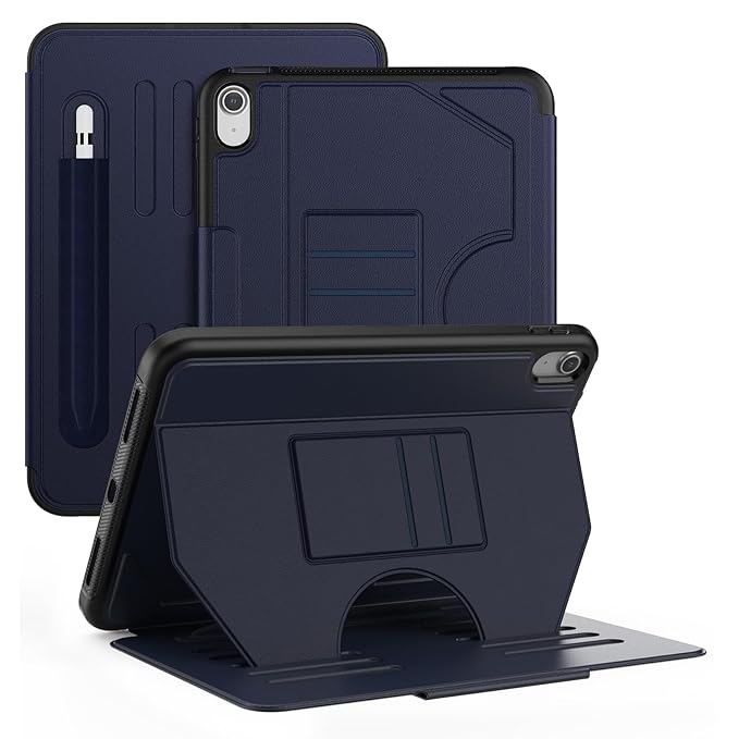 ProElite Cover Case for iPad (A16) 11th/10th Generation (2025/2022) Case, Smart Magnetic Shockproof Protective Case with 5 Stable Stands with Pencil Holder for Apple iPad 11th/10th Gen, Dark Blue