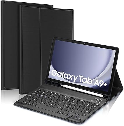 [Refurbished] ProElite Keyboard case Cover for Samsung Galaxy Tab A9 Plus 11 inch with S Pen Holder Magnetic Detachable Wireless Bluetooth Keyboard Case, Black