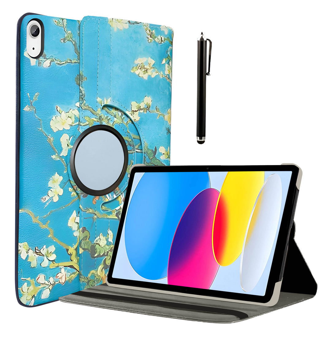 ProElite Cover for Apple iPad (A16) 11th/10th Gen (2025/2022) Case Cover, 360 Rotatable Smart Flip Case Cover for Apple iPad 11th/10th Generation 2025/2022 with Stylus Pen, Flowers