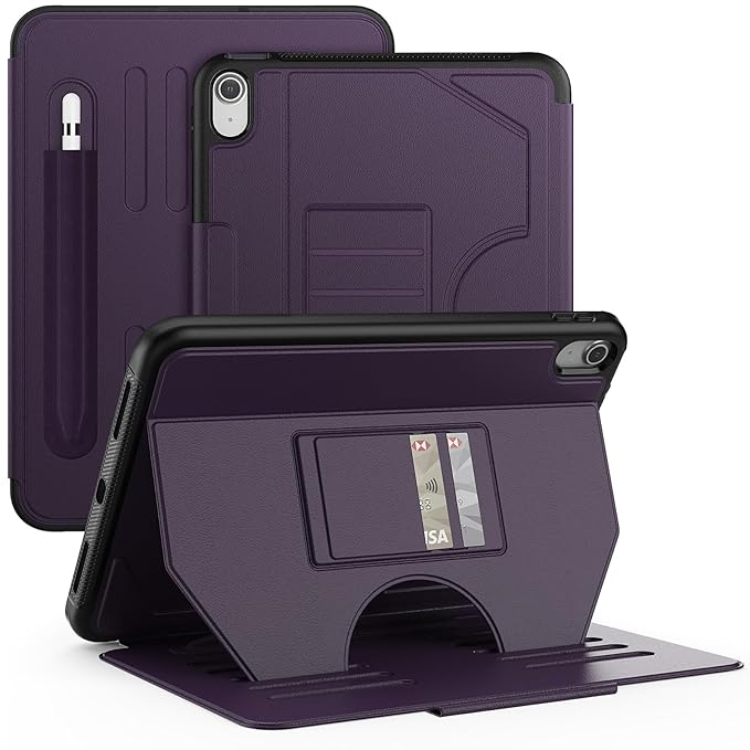 ProElite Cover Case for iPad (A16) 11th/10th Generation (2025/2022) Case, Smart Magnetic Shockproof Protective Case with 5 Stable Stands with Pencil Holder for Apple iPad 11th/10th Gen, Dark Purple