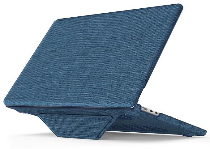 ProElite Case for MacBook Air 13.6 inch Case 2022 2023 2024 2025 Release M4/M3 A3113 M2 A2681 with Touch ID, Fabric Material Hard Shell with Slim TPU Bumper and Fold Kickstand, Navy