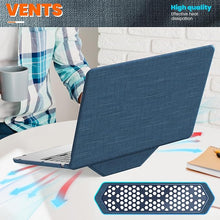 Load image into Gallery viewer, ProElite Case for MacBook Air 13.6 inch Case 2022 2023 2024 2025 Release M4/M3 A3113 M2 A2681 with Touch ID, Fabric Material Hard Shell with Slim TPU Bumper and Fold Kickstand, Navy
