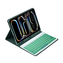 Load image into Gallery viewer, ProElite Keyboard case for Apple iPad Pro 11 inch 2024/2025 M4/M5 with Pencil Holder, Magnetic Detachable Wireless Bluetooth Keyboard Built-in 7-Colors Backlit, Dark Green
