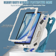 Load image into Gallery viewer, ProElite Cover for Apple iPad Air 13 inch M3/M2 2025/2024 Case, Rugged 3 Layer Armor case for Apple iPad Air 13 M3/M2 2025/2024 with Apple Pencil Holder, Hand Grip and Rotating KickStand, Rainbow Blue
