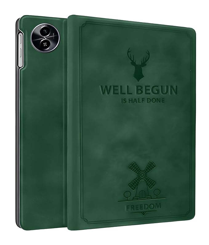 ProElite Cover for Realme Pad 2 Lite 10.95 inch Cover Case, Deer Flip case Cover for Realme Pad 2 Lite 10.95 inch Tablet, Dark Green