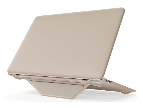 ProElite Case for MacBook Air 13 inch M2 2025/2024 M1 2021 2020 Release A2337 A2179 A1932 Model Touch ID, Slim Leather case with Foldable Stand, Gold