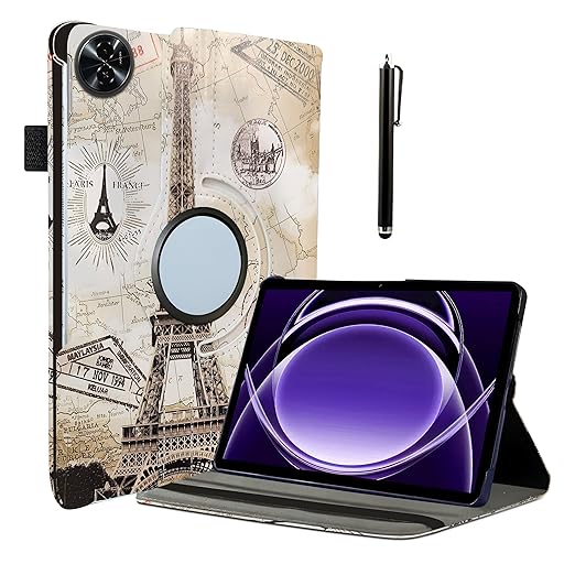 ProElite Cover for Realme Pad 2 Lite 10.95 inch Case Cover, 360 Rotatable Smart Flip Case Cover for Realme Pad 2 Lite 10.95 inch Tablet with Stylus Pen, Eiffel