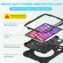 Load image into Gallery viewer, ProElite Rugged 3 Layer Armor case Cover for Apple iPad Mini 6/Mini 7 8.3 inch with Hand Grip, Pencil Holder and Rotating Kickstand, (Black)
