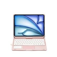 Load image into Gallery viewer, ProElite 360 Degree Rotatable Wireless Bluetooth TouchPad Keyboard Case Cover for Apple iPad Air 13 inch M3/M2 2025/2024 &amp; iPad Pro 12.9 5th/6th Gen, Built-in 7-Colors Backlit, Rose Gold
