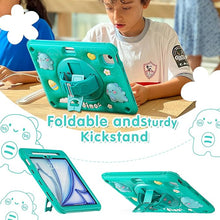 Load image into Gallery viewer, ProElite Cover for iPad Air 11 M3/M2 2025/2024/ Pro 11 4th/3rd Gen/Air 5/4 Gen 10.9 inch Case, Tough Bubble Kids Case with Pencil Holder with Rotating Kickstand &amp; Shoulder Strap, Green
