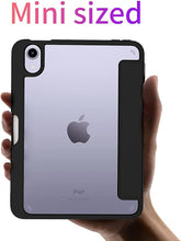 Load image into Gallery viewer, ProElite Cover Case for Apple iPad Mini 6/Mini 7 8.3 inch Case, Smart Flip Case Cover for Apple iPad Mini 6/Mini 7 8.3 inch with Pencil Holder, Black (Transparent Back)

