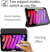 Load image into Gallery viewer, ProElite Cover Case for Apple iPad Mini 6/Mini 7 8.3 inch Case, Smart Flip Case Cover for Apple iPad Mini 6/Mini 7 8.3 inch with Pencil Holder, Black (Transparent Back)
