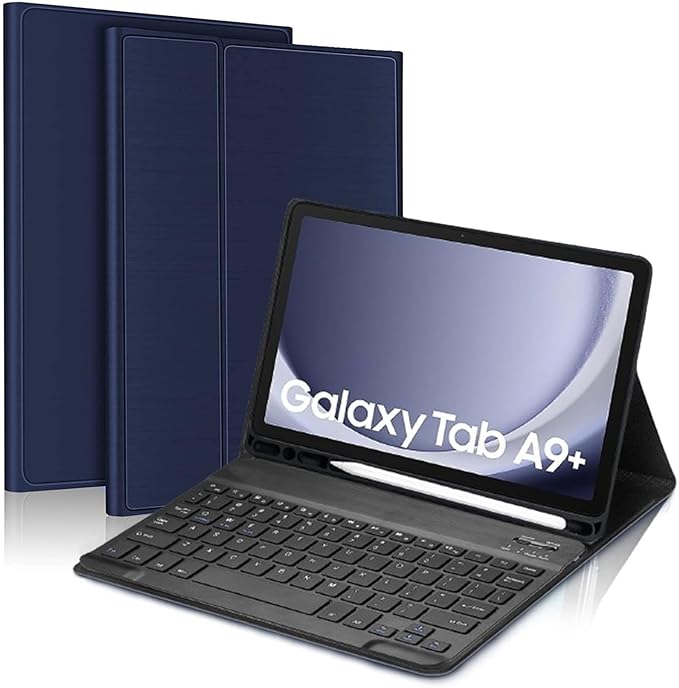 ProElite Keyboard case Cover for Samsung Galaxy Tab A9 Plus 11 inch with S Pen Holder Magnetic Detachable Wireless Bluetooth Keyboard Case, Dark Blue