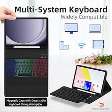 Load image into Gallery viewer, [Refurbished]ProElite Keyboard case Cover for Samsung Galaxy Tab A9 8.7 inch, Magnetic Detachable Wireless Bluetooth Keyboard Case with S Pen Holder Built-in 7-Colors Backlit, Black
