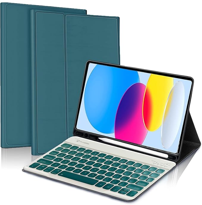 ProElite Detachable Wireless Bluetooth Keyboard case Cover for iPad (A16) 11th/10th Gen 2025/2022 with Pencil Holder, Dark Green