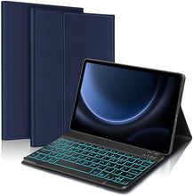 Load image into Gallery viewer, ProElite Keyboard case for Samsung Galaxy Tab S9 FE 10.9/S10 FE 10.9 inch / S9 11 inch with S Pen Holder, Magnetic Detachable Wireless Bluetooth Keyboard Built-in 7-Colors Backlit, Dark Blue
