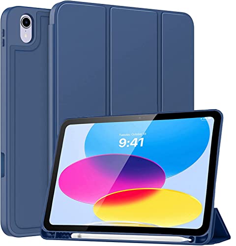 ProElite Smart Case for iPad (A16) 11th/10th Generation (2025/2022) [Auto Sleep/Wake Cover] [Pencil Holder] [Soft Flexible Case] Recoil Series for Apple iPad 10th/11th Gen - Dark Blue