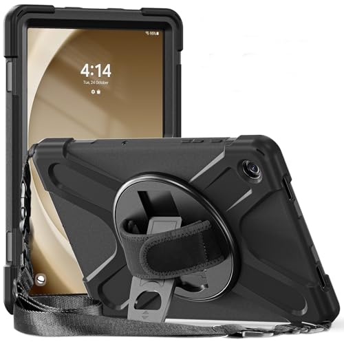 ProElite Cover for Samsung Galaxy Tab A9 Plus 11 inch Case Cover, Rugged 3 Layer Armor case Cover for Samsung Galaxy Tab A9+ 11 inch Hand Grip and Rotating Kickstand, Black