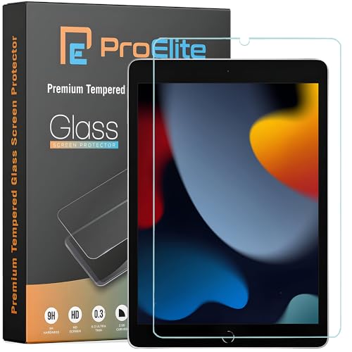 ProElite Screen Protector for Apple iPad 10.2 inch, Premium Tempered Glass Screen Protector for Apple iPad 10.2 9th Generation (2021), 8th Gen/7th Gen 2020