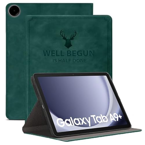 ProElite Cover for Samsung Galaxy Tab A9 Plus 11 inch Cover Case, Deer Flip case Cover for Samsung Galaxy Tab A9+ 11 inch, Dark Green