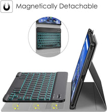 Load image into Gallery viewer, ProElite TouchPad Keyboard case for Apple iPad 10.2&quot; 9th Gen / 8th Gen / 7th Gen, with Pencil Holder, Magnetic Detachable Wireless Bluetooth TouchPad Keyboard Built-in 7-Colors Backlit, Dark Blue
