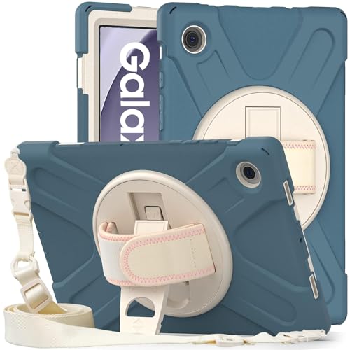 ProElite Cover for Samsung Galaxy Tab A9 Plus 11 inch Case Cover, Rugged 3 Layer Armor case Cover for Samsung Galaxy Tab A9+ 11 inch Hand Grip and Rotating Kickstand, Cornflower Blue