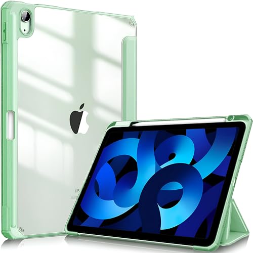 ProElite case Cover for Apple iPad Air inch 5th/4th Gen, Transparent Smart Flip Cover for iPad Air inch with Pencil Holder, Light Green