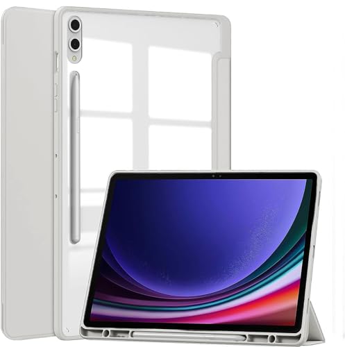 ProElite Cover for Samsung Galaxy Tab S8/S9/S10 Ultra Cover case, Smart Flip Case Cover for Samsung Galaxy Tab S8/S9/S10 Ultra 14.6 inch with S Pen Holder, Grey [Transparent Back]