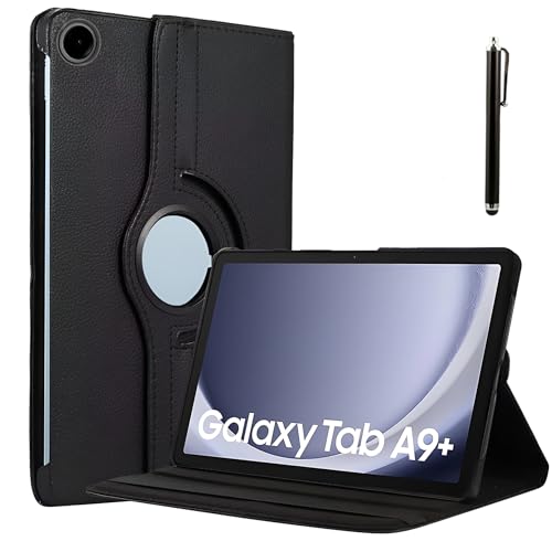 ProElite Cover for Samsung Galaxy Tab A9 Plus 11 inch Case Cover, 360 Rotatable Smart Flip Case Cover for Samsung Galaxy Tab A9+ 11 inch with Stylus Pen, Black