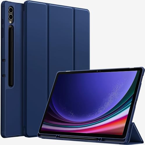 ProElite Cover for Samsung Tab S9/S8 Ultra Cover, Soft Flexible Flip Case Cover with S Pen Holder for Samsung Galaxy Tab S9/S8 Ultra 14.6 inch Support Auto Sleep Wake, [Recoil Series] - Dark Blue