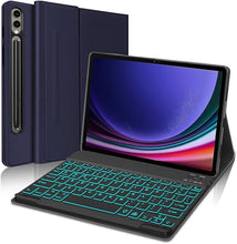 Load image into Gallery viewer, ProElite Keyboard case for Samsung Galaxy Tab S9 Plus/S10+ 12.4 inch, Magnetic Detachable Wireless Bluetooth Keyboard Built-in 7-Colors Backlit, Dark Blue
