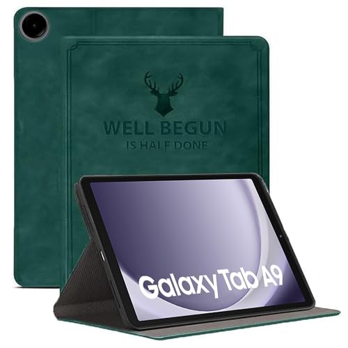 ProElite Cover for Samsung Galaxy Tab A9 8.7 inch, Deer Flip case Cover for Samsung Galaxy Tab A9 8.7 inch, Dark Green