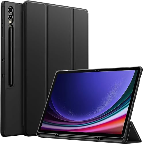 ProElite Cover for Samsung Galaxy Tab S9/S8 Ultra Cover, Soft Flexible Flip Case Cover with S Pen Holder for Samsung Galaxy Tab S9/S8 Ultra 14.6 inch Support Auto Sleep Wake, [Recoil Series] - Black