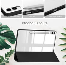 Load image into Gallery viewer, ProElite Cover for Samsung Galaxy Tab S9 FE Plus/S9 Plus/S10+ 12.4 inch Case, Smart Flip Case Cover for Samsung Galaxy Tab S9 FE+/S9 Plus/S10+ 12.4 inch with S Pen Holder, Eiffel [Transparent Back]
