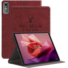 Load image into Gallery viewer, ProElite Cover for Lenovo Tab P12 12.7 inch Case, Deer Smart Flip Case Cover for Lenovo Tab P12 12.7 inch, Wine Red
